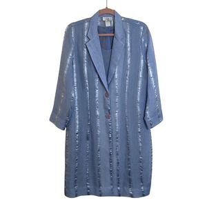 IC Collection by Connie Dress Jacket Set Size L Periwinkle Blue‎ Crinkle Texture